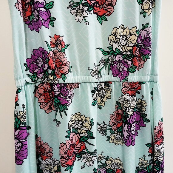 LulaRoe Summer Womens Aqua Floral Sleeveless Tank Dress Floral Print Size M - Picture 4 of 10